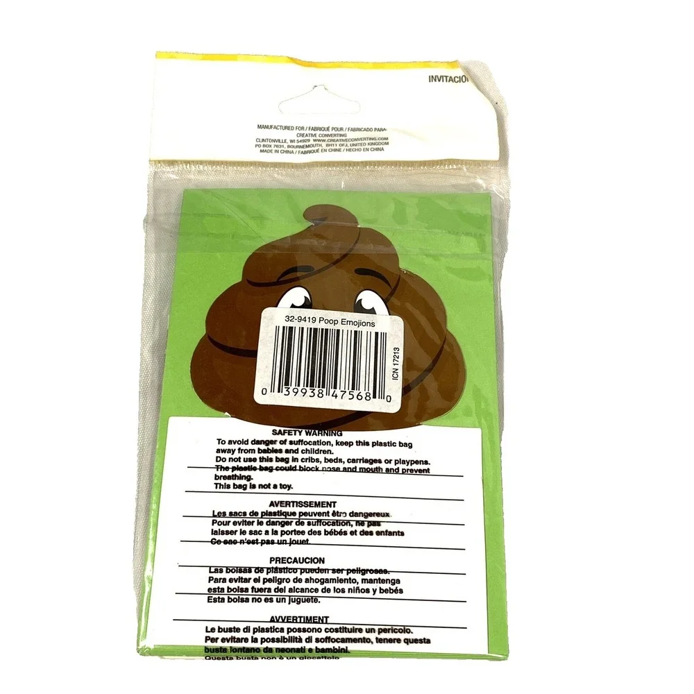 8 count poop emojions party invitations kids‎ birthdays